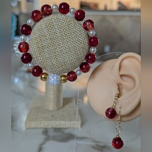 Elegant Red and Gold Beaded Jewelry Set